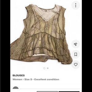 Anthropology one September‎ geometric neutral Pattern blouse festival flowy
